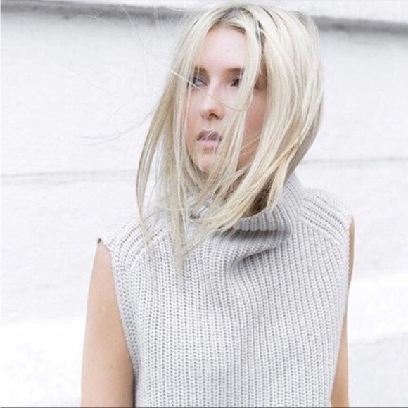 Aritzia Wilfred Durandal Sleeveless Funnel-neck Wool Sweater in Grey M - Picture 2 of 13